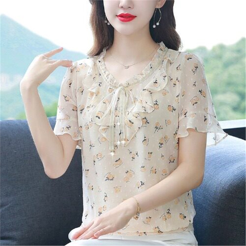 洋气碎花上衣女胖MM夏新款