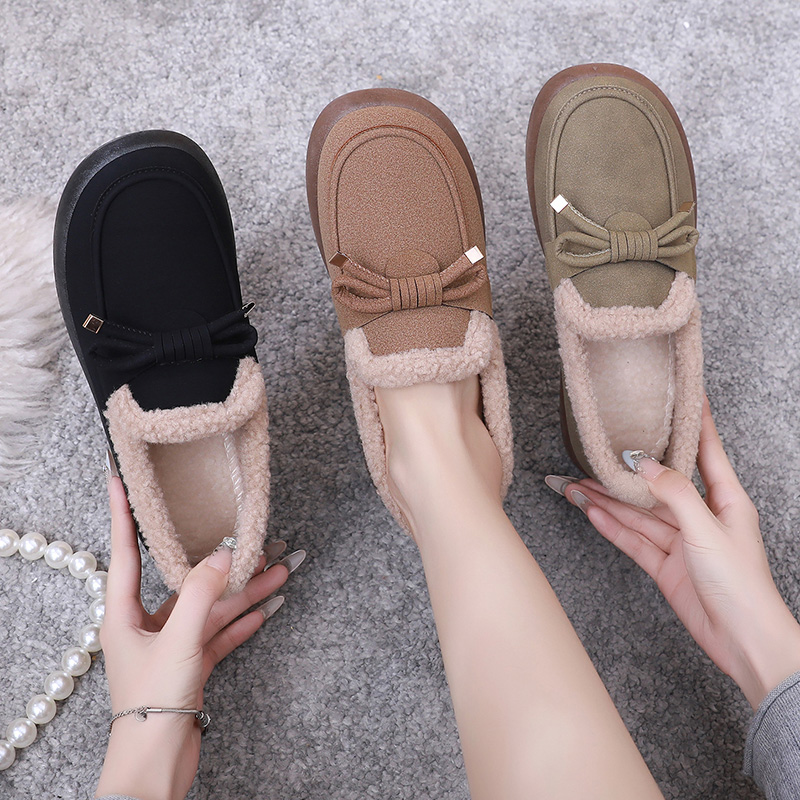 保暖乐福鞋冬季新款女百搭豆豆鞋