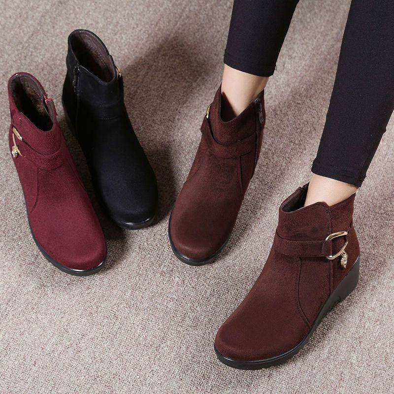 保暖防滑短靴女妈妈鞋时装棉鞋中老年女鞋坡跟平底加绒老北京布鞋,女鞋,时装靴,淘宝优惠券,粉丝福利购,淘宝优惠卷