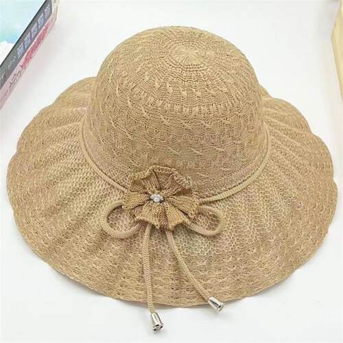 中老年可折叠遮阳帽女士2025夏天新款凉帽太阳帽防晒妈妈花朵盆帽 - 封面