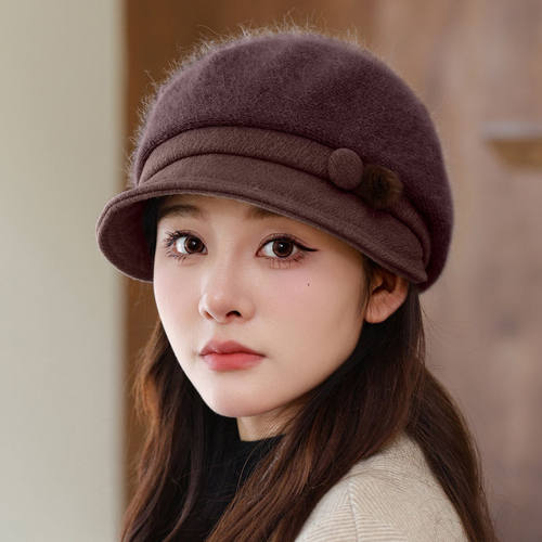 奶奶毛毛针织毛线帽秋冬季妈妈帽