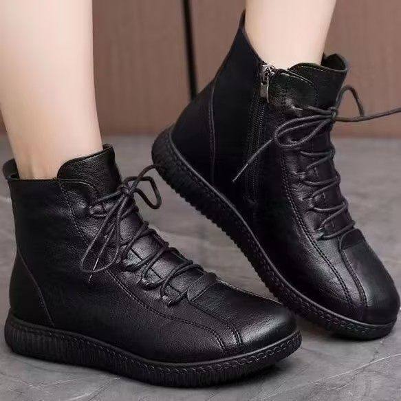 保暖加绒平底防滑皮鞋女冬季高帮软底雪地靴休闲短靴中老年大棉鞋,女鞋,棉鞋,淘宝优惠券,粉丝福利购,淘宝优惠卷