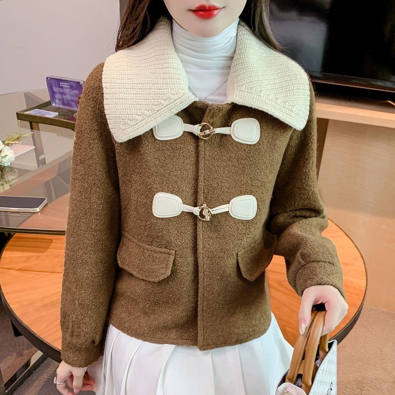 2024爆款毛线罗纹针织时尚大衣领