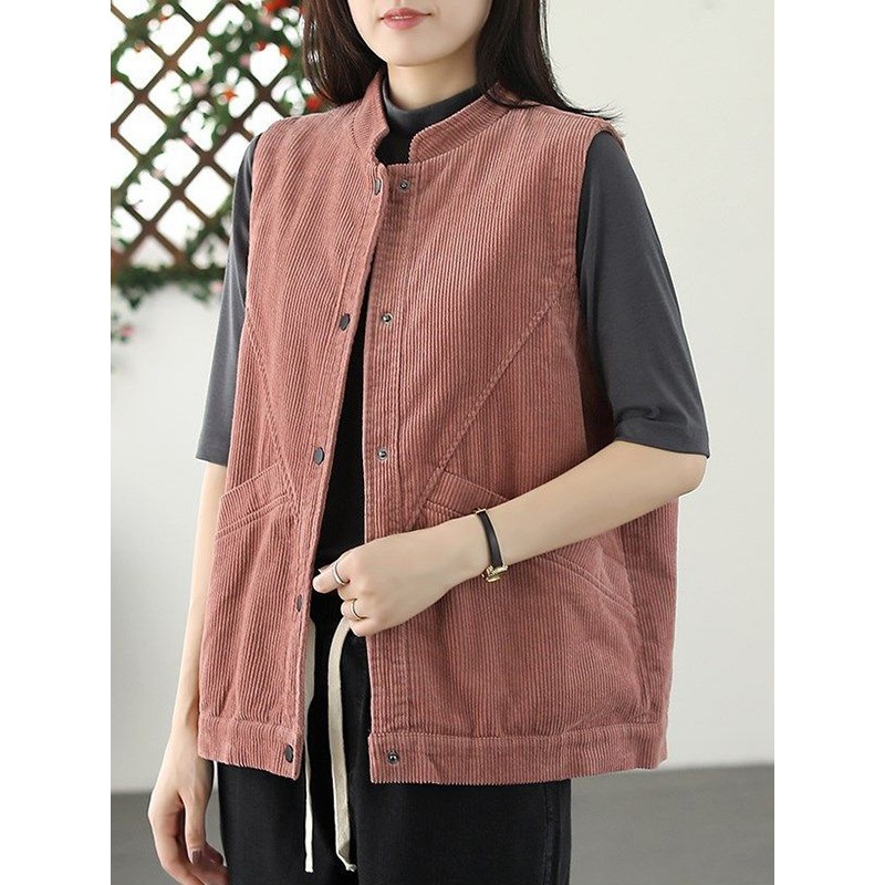 妈秋装灯芯绒马甲外穿女20