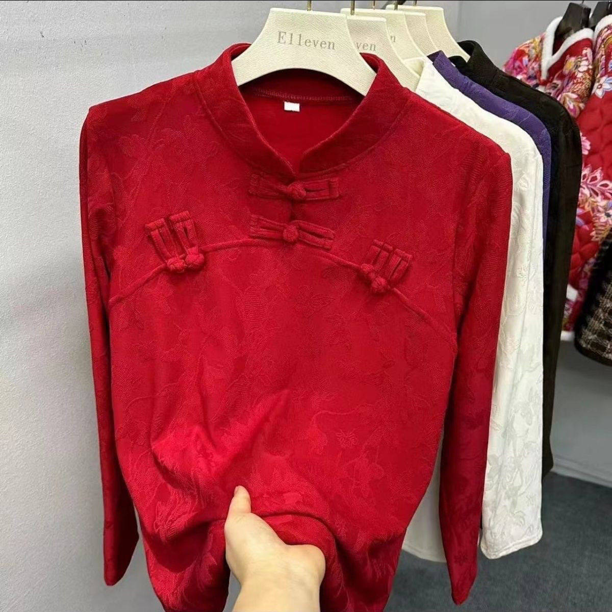 复古洋气长袖立领上衣新款时尚气质修身旗袍中国风加绒提花打底衫,女装/女士精品,大码内搭,淘宝优惠券,粉丝福利购,淘宝优惠卷