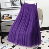 网纱半身裙广场舞纱裙720度大摆舞蹈裙高腰跳舞演出长裙a字沙裙子