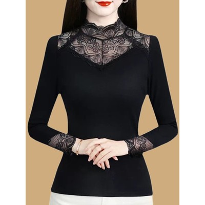 黑色蕾丝打底衫女秋冬季2025年