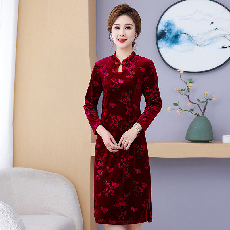 2026妈妈春秋长袖洋气宽松大码裙子中老年连衣裙女装新款改良旗袍,女装/女士精品,大码半身裙,淘宝优惠券,粉丝福利购,淘宝优惠卷