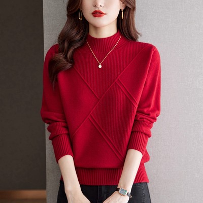 半高领针织打底衫胖mm秋冬大码