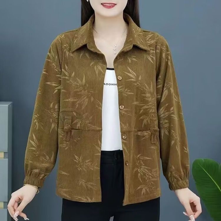 妈妈装春秋款灯芯绒短款外套女时尚气质中年长袖衬衫宽松减龄上衣,女装/女士精品,羊绒衫,淘宝优惠券,粉丝福利购,淘宝优惠卷