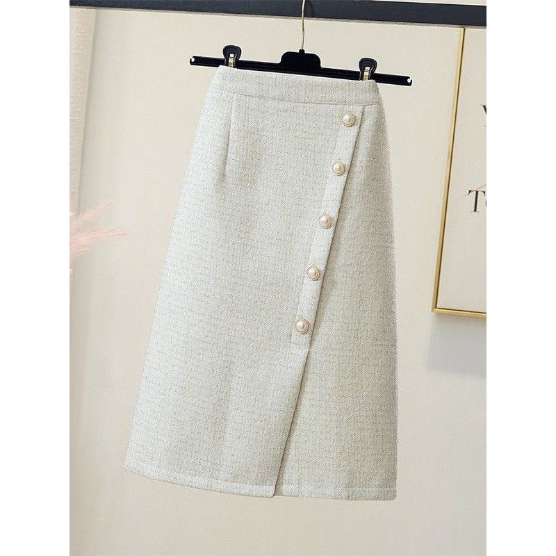 2026毛呢新款高腰A字亮丝开叉秋冬女显瘦小香风包臀裙半身裙加厚,女装/女士精品,大码半身裙,淘宝优惠券,粉丝福利购,淘宝优惠卷