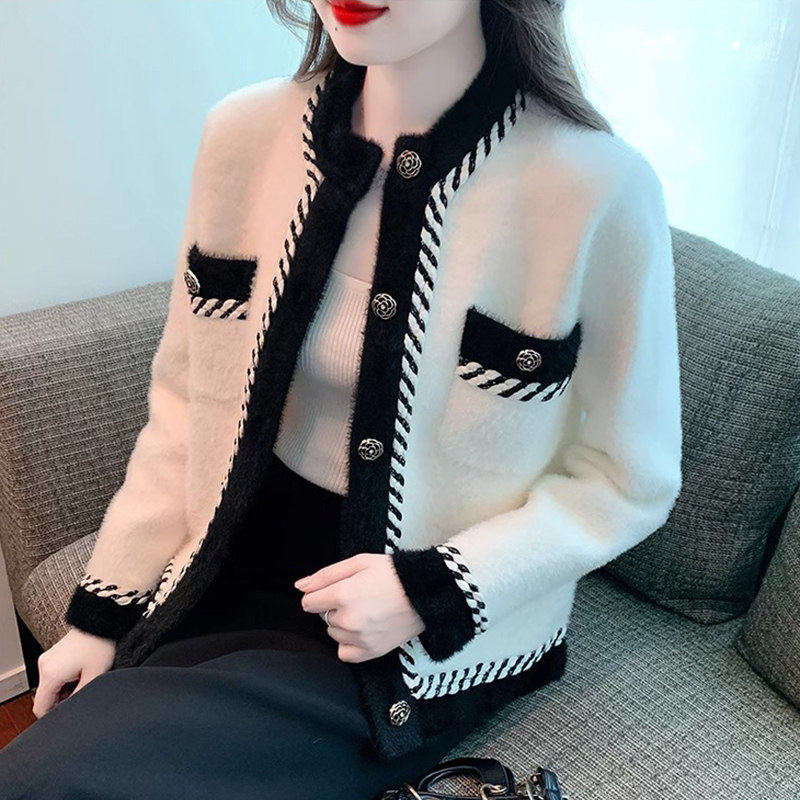 高级感名媛气质外搭上衣小香风撞色开衫外套女春秋季2025秋装新款,女装/女士精品,羊绒衫,淘宝优惠券,粉丝福利购,淘宝优惠卷