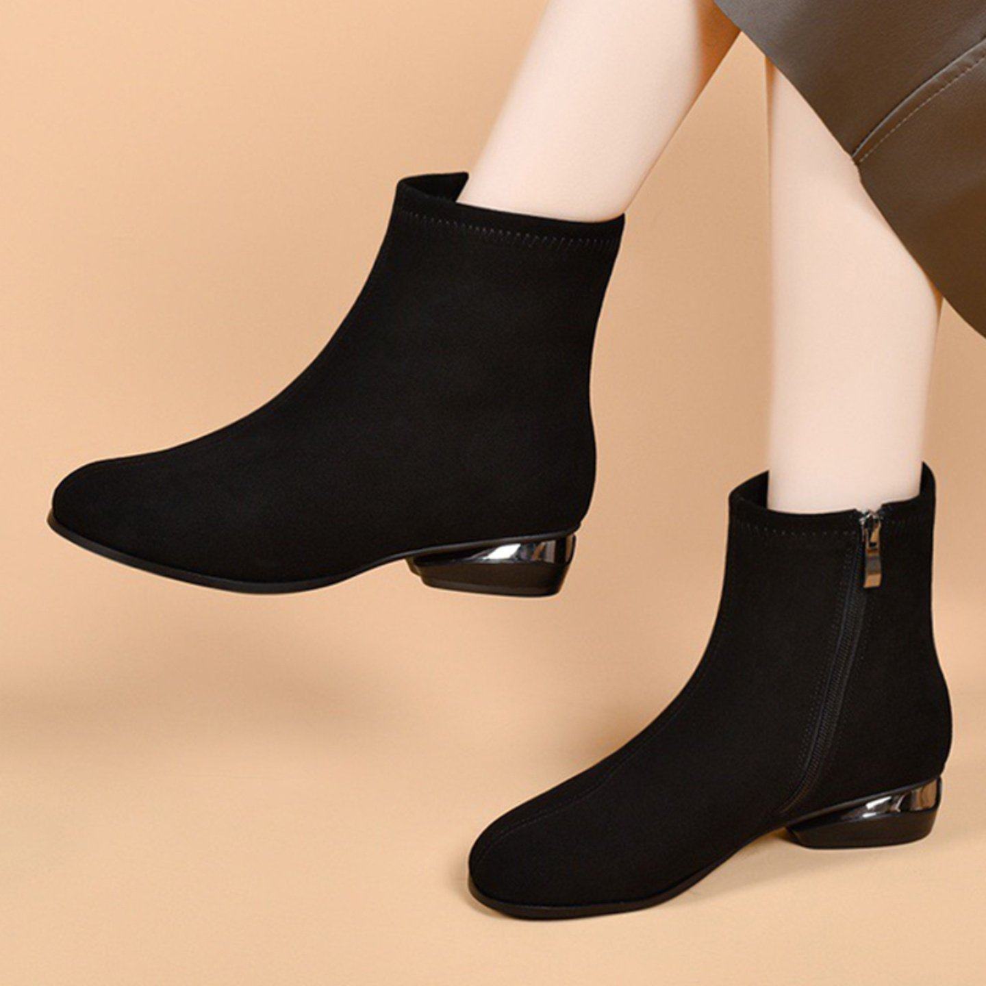 平底绒面真皮短靴春秋踝靴粗跟2026新款秋冬季加绒软皮质女靴勃肯,女鞋,勃肯鞋/软木鞋,淘宝优惠券,粉丝福利购,淘宝优惠卷