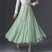 网纱裙半身裙中长款 720度大摆广场舞长裙网红同款 A字裙演出舞蹈裙