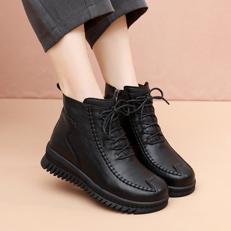 冬季新款妈妈棉鞋中年平底防滑女鞋中老年加绒保暖短靴东北皮鞋女,女鞋,勃肯鞋/软木鞋,淘宝优惠券,粉丝福利购,淘宝优惠卷