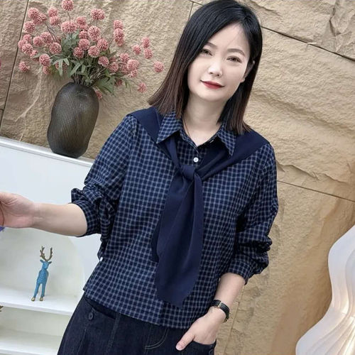 2026新款秋季宽松披肩格子