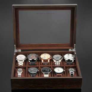 板木结合带锁饰品盒珠宝手串首饰收纳机械石英表男 高档手表盒欧式