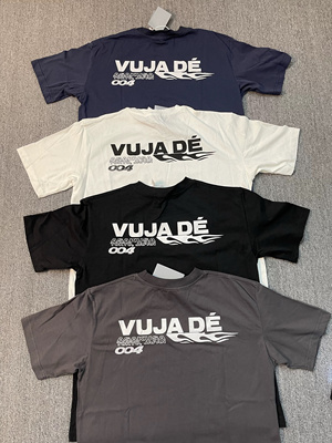 自主vd004火焰短袖字母印花vujade休闲简约宽松男女款纯棉复古