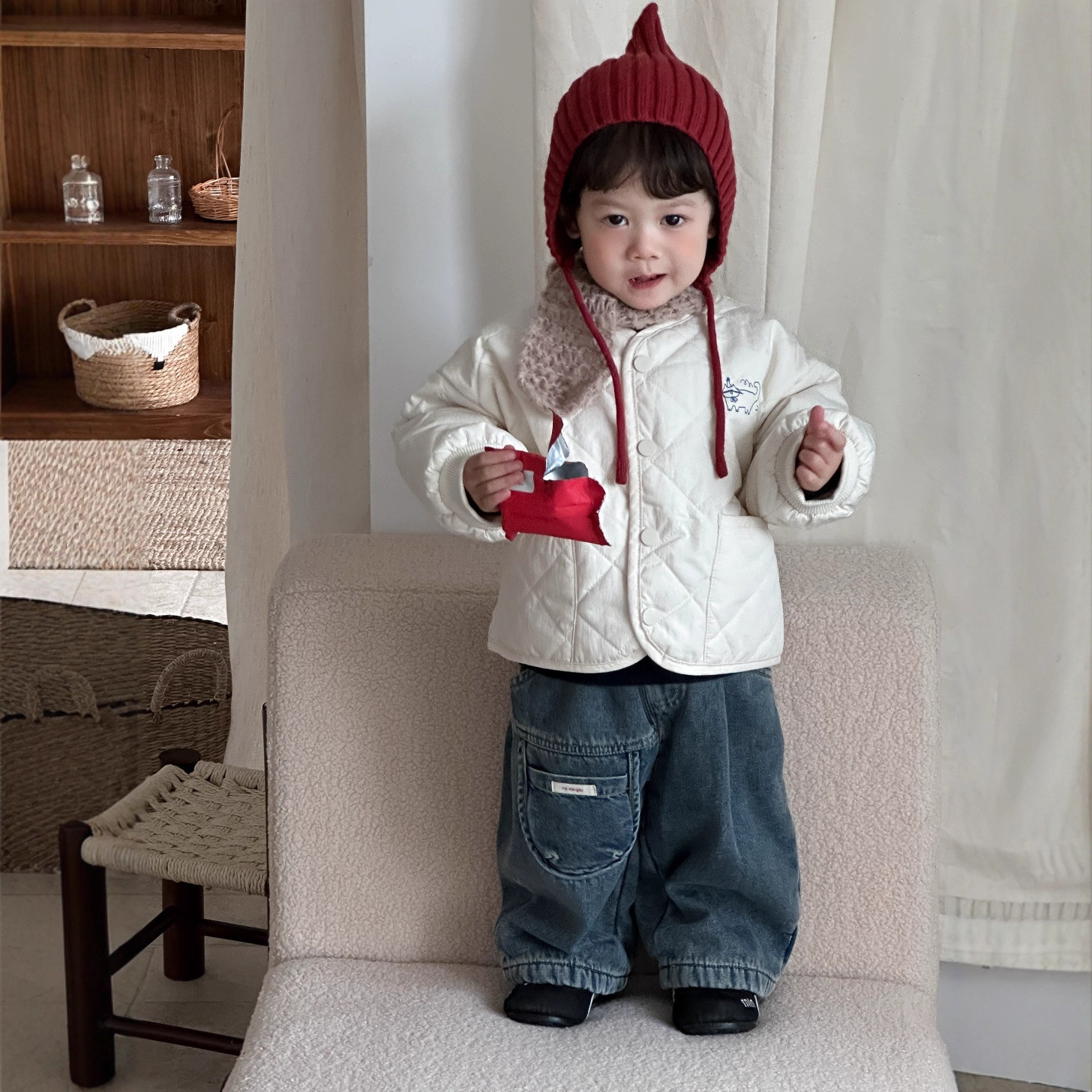 儿童秋冬棉衣外套2025冬季韩版童装宝宝加厚衣服男童加绒牛仔套装