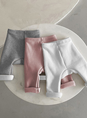 新生儿冬款婴儿加绒裤子男童女童保暖大屁屁裤新宝宝加厚打底裤