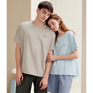 【冰感】情侣睡衣夏季薄款女士短袖凉感透气短裤男家居服套装