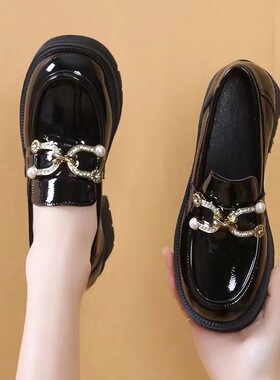 源头工厂乐福鞋女小皮鞋2024新款时尚厚底英伦风日系平底漆皮