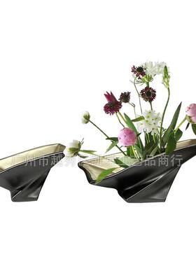 创意轻奢树脂花盆摆件客厅餐桌面花艺装饰样板间电视柜软装景观