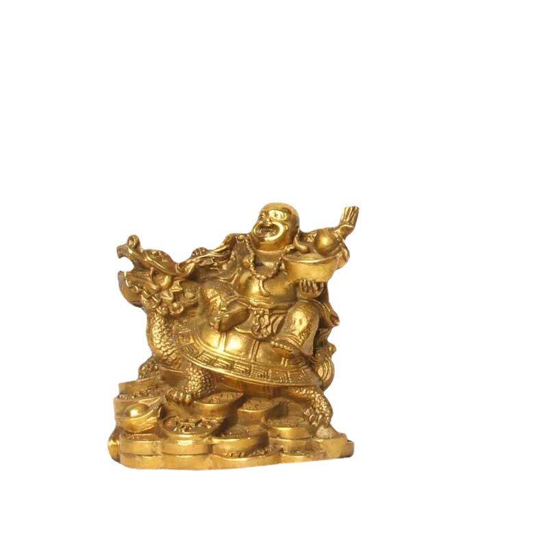 铜器铜工艺品摆件龙龟笑佛弥勒佛堂摆件骑龟笑佛