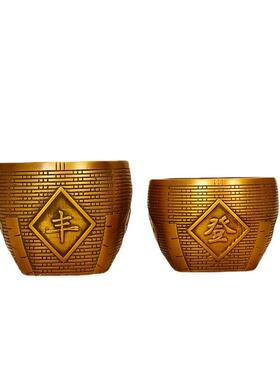 批量销售做旧仿古金属铜制金属工艺品摆件五谷丰登大小铜缸