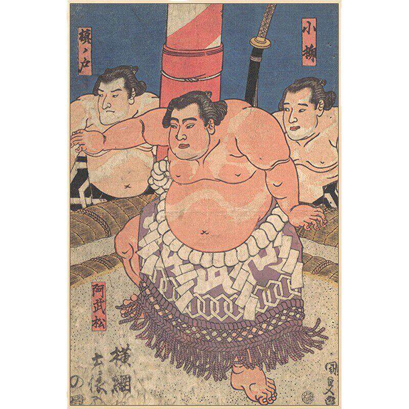 浮世绘寿司日料店居酒屋包厢装饰画日式玄关挂画相扑日本武士壁画