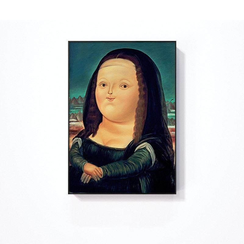 美式复古恶搞名画Q版蒙娜丽莎装饰画北欧人物客餐厅卧室床头挂画