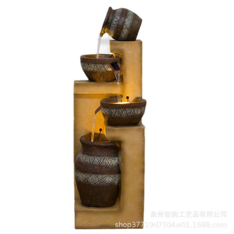 欧式假山喷泉流水摆件鱼缸客厅阳台酒吧别墅公茶室落地生财水景