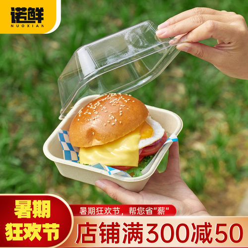 纸浆便当盒汉堡盒分体蛋糕打包盒