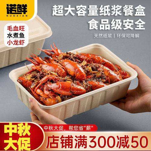 一次性超大容量长方形纸浆打包盒