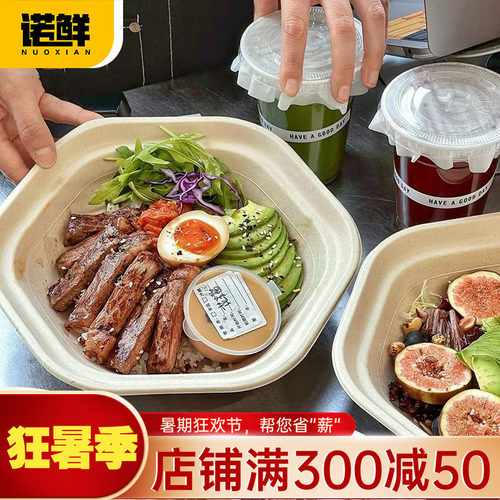 诺鲜一次性纸浆六角碗环保可降解