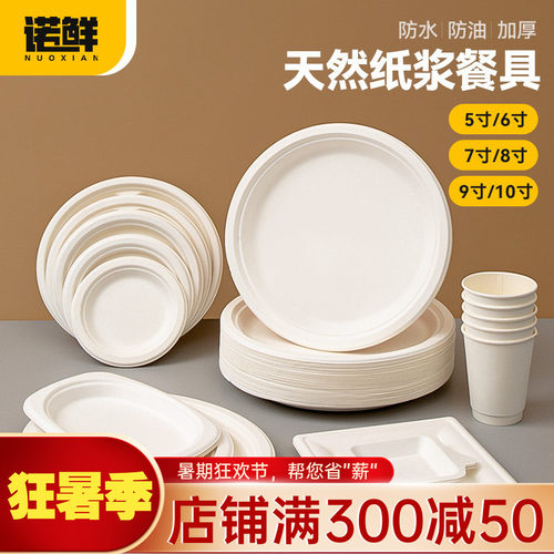 一次性餐盘纸盘碟子白色加厚碗筷