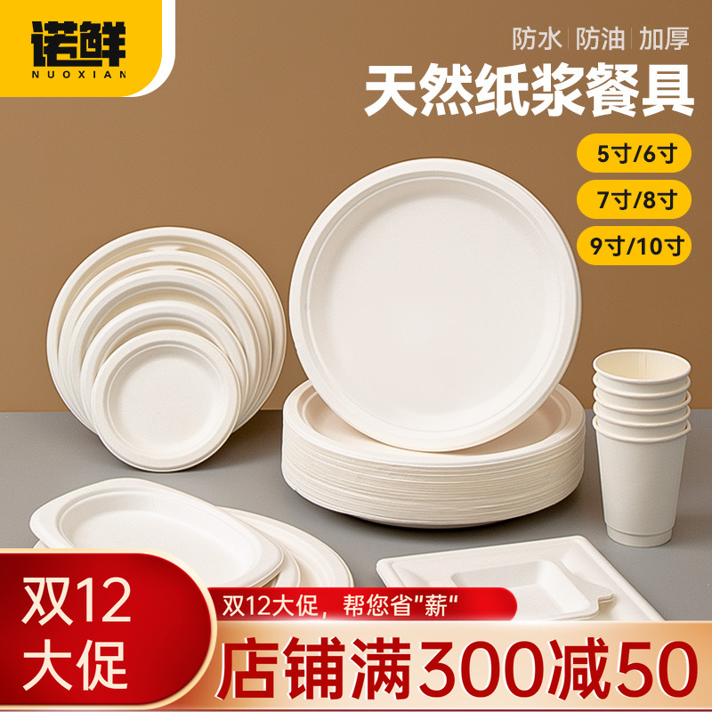 一次性餐盘纸盘碟子白色加厚碗筷