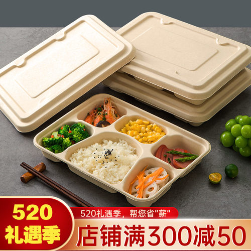 多分格诺鲜纸浆可降解一次性餐盒
