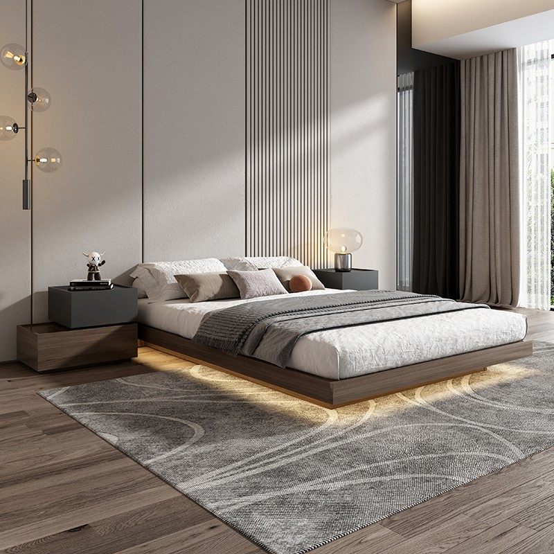 悬浮床简约现代1.8米双人主卧大床佛山家具厂家直销板式无床头床