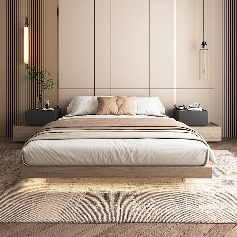 实木多层板无床头悬浮床简约现代1.5米小户型卧室双人板式悬空床