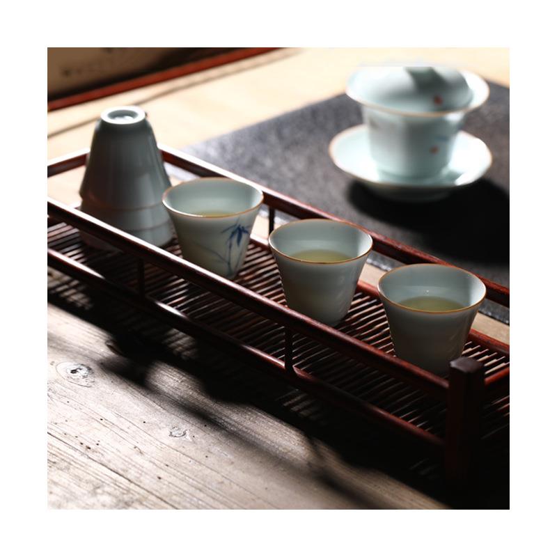新款小叶紫檀茶杯架中式榫卯设计家用客厅茶道摆件木质工艺品