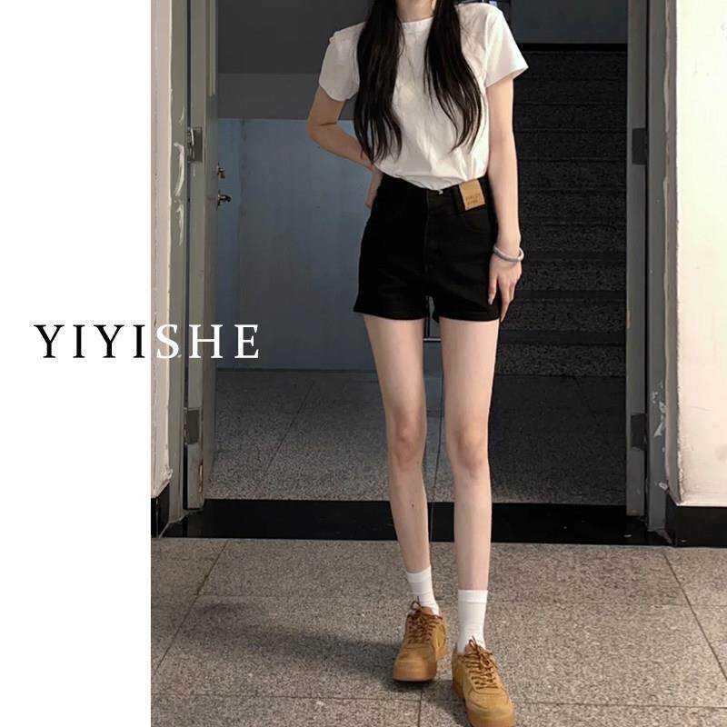 美式黑色牛仔短裤女2026夏季新款小个子高腰辣妹弹力阔腿a字热裤