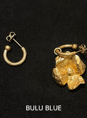 法国goos    罂粟花朵不对称山茶花耳环轻奢复古中古耳饰王子文