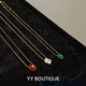 YYBOUTIQUE彩色项链本命红白色绿色18k金贝母红玉髓