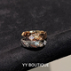 YYBOUTIQUE 情侣对戒高级感 玫瑰金拼白金色钻石戒指18k金双钻宽版