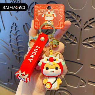 醒狮小财柴午马扣女龙马精神生肖公仔钥匙链挂件马年礼品包挂件