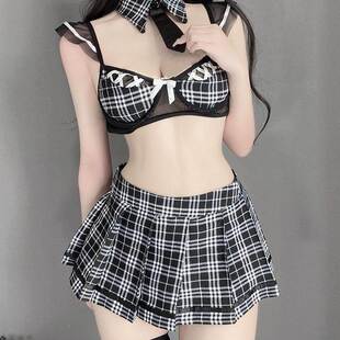 酒吧女团演出服ds舞台装 gogo秀DJ女韩国组合性感黑白格子短裙套装