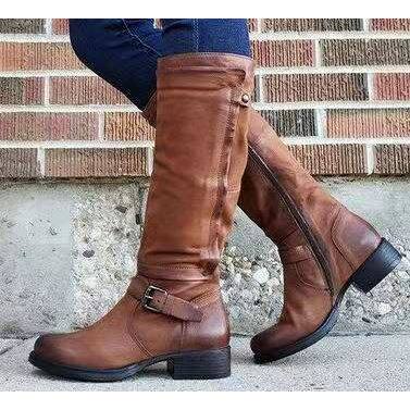 wish外贸款2022年冬季新品男靴方跟低跟高筒骑士靴男靴