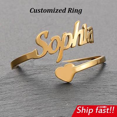 personalized men women customized ring letter gift name chic