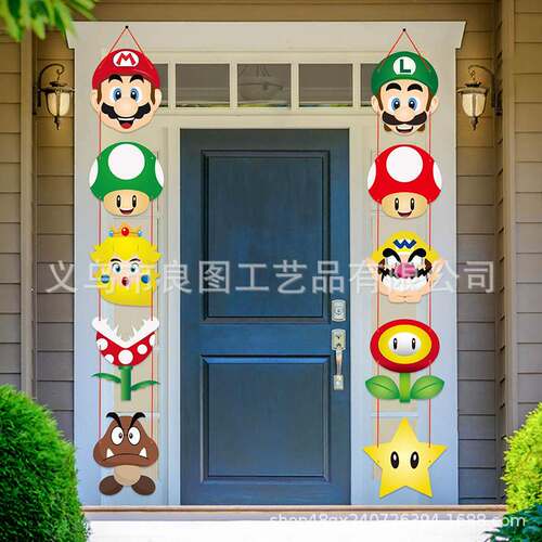10pcs Mario Theme Party Door Hanging Decoration